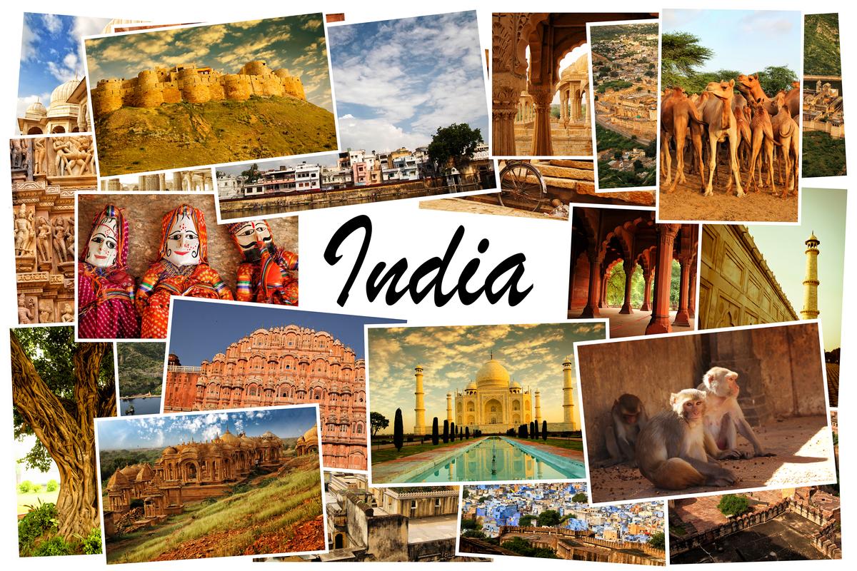 Collage of famous locations in India.